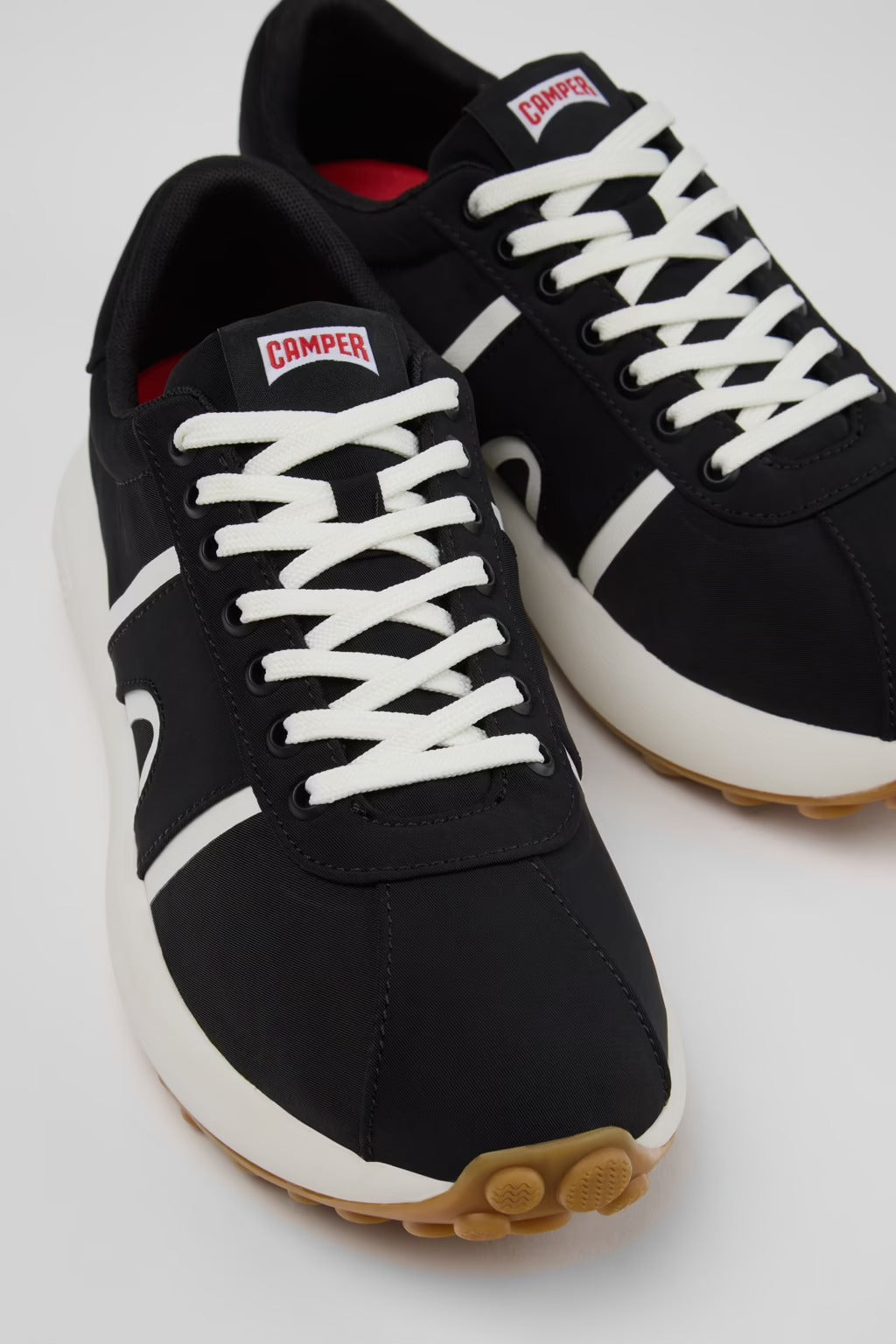 Camper Pelotas Athens Black and White Textile Sneakers for Men.