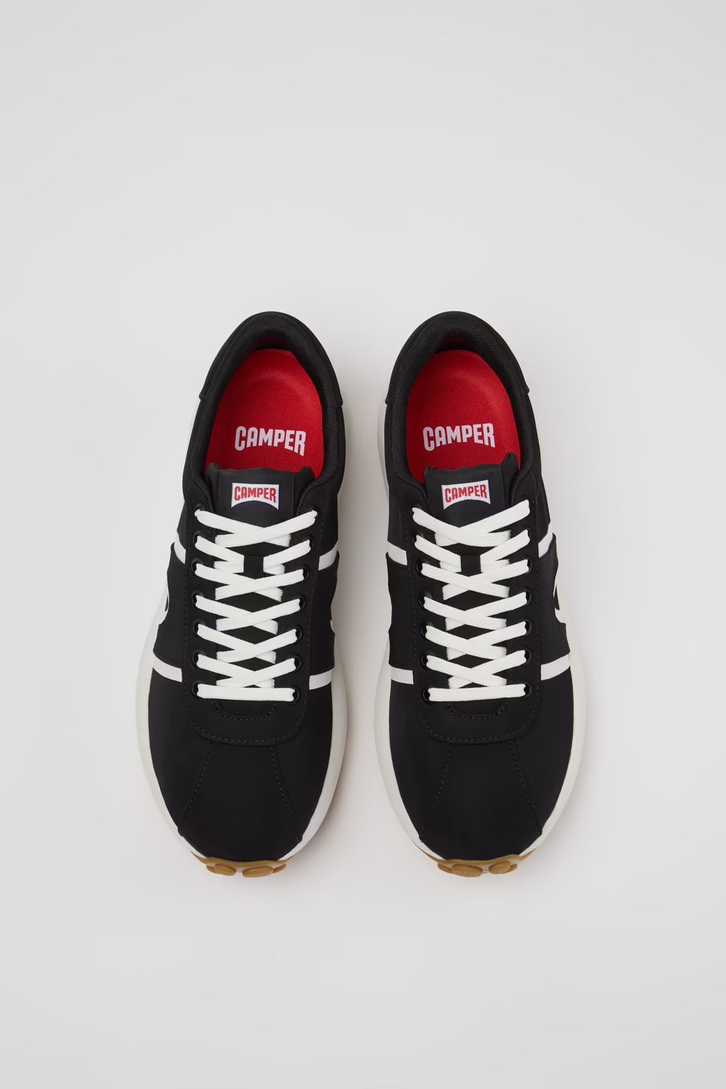 Camper Pelotas Athens Black and White Textile Sneakers for Men.
