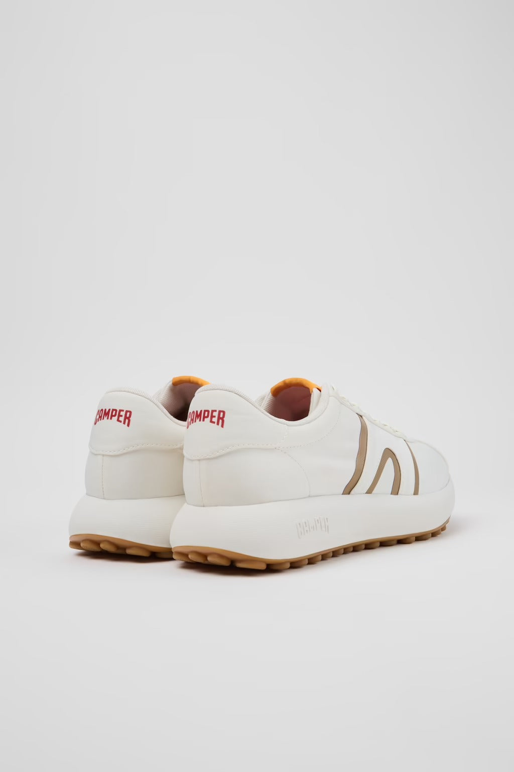 Camper Pelotas Athens White and Brown Textile Sneakers for Men.