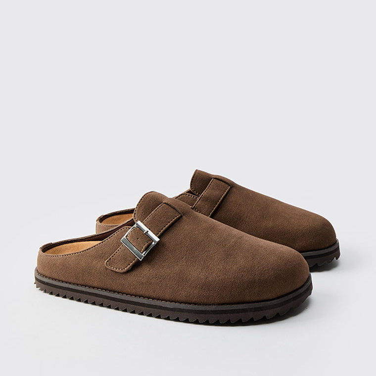 boohooMan Skater Sole Mules Brown