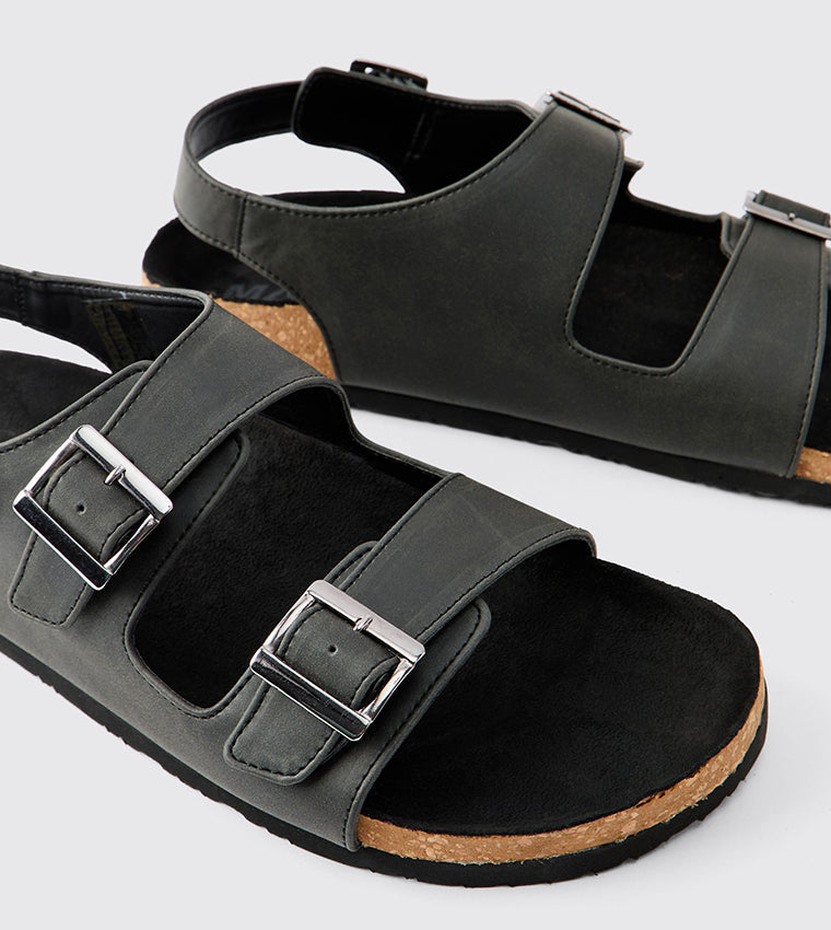 boohooMan Double Strap Black