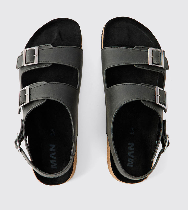 boohooMan Double Strap Black