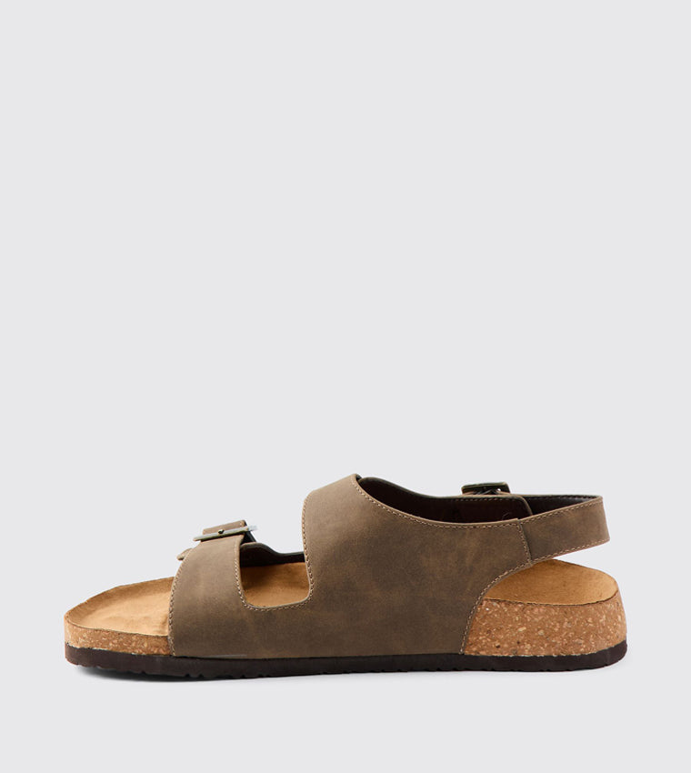 boohooMan Double Strap Brown