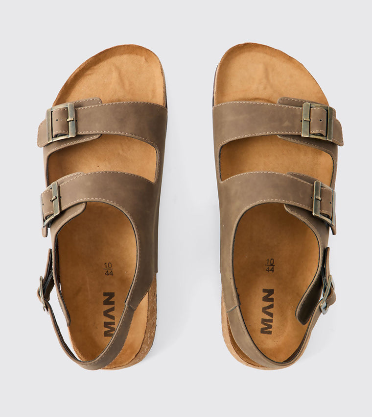 boohooMan Double Strap Brown