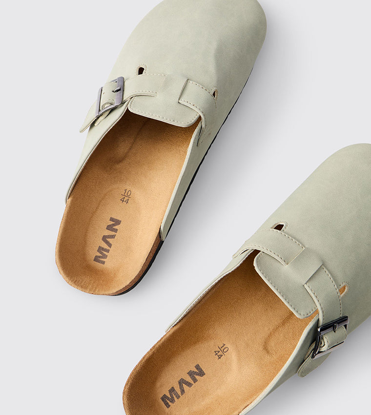 boohooMan PU Buckle Detail Mule Mint