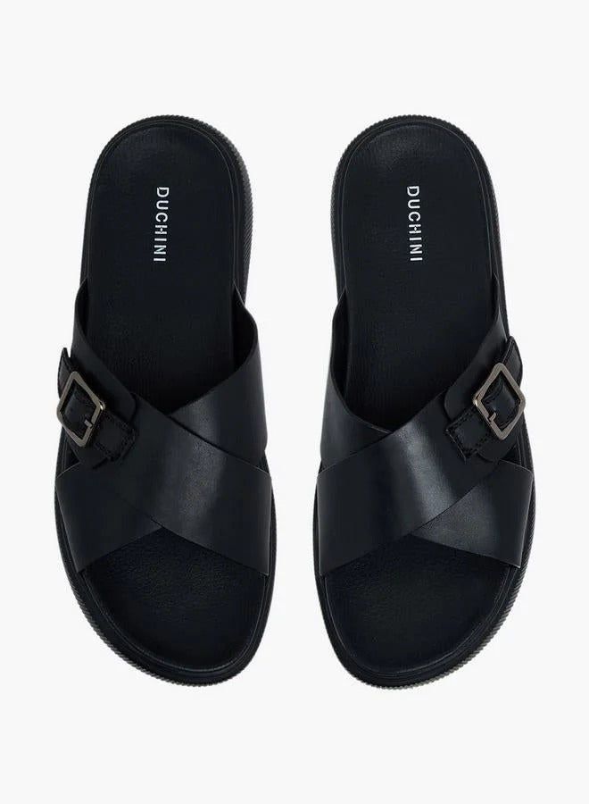 DUCHINI Cross Strap Buckle Slides Men