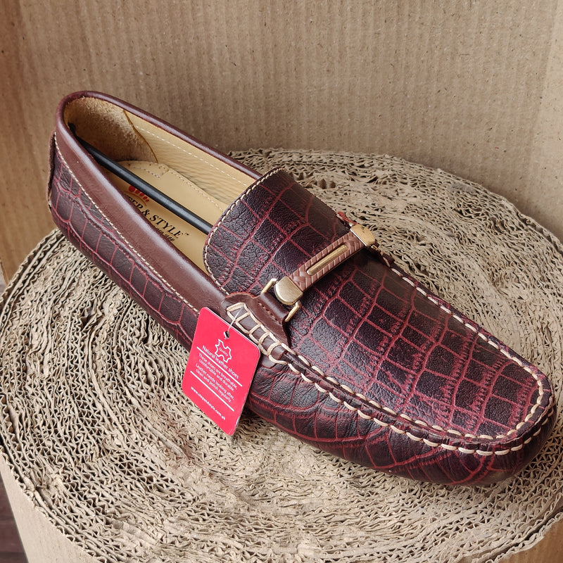 Double Maroon Moccasin for Men - Jango Mall