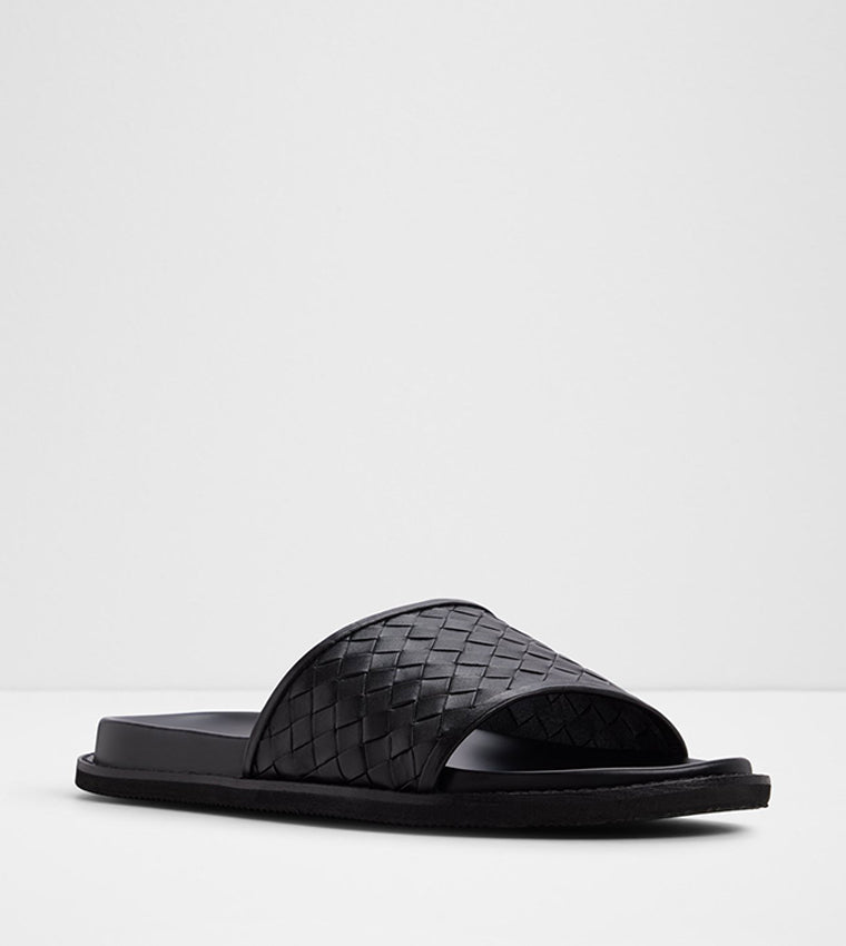 Aldo FONTI Basket Weave Strap Slides Black alt 3