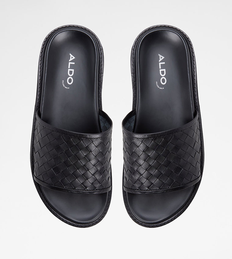Aldo FONTI Basket Weave Strap Slides Black alt 5