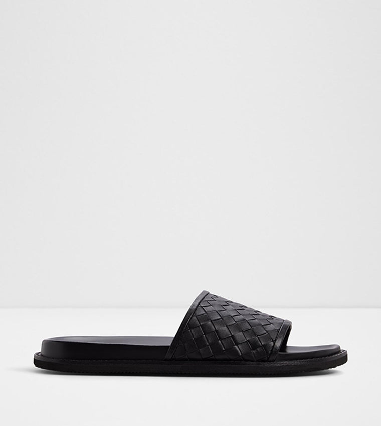Aldo FONTI Basket Weave Strap Slides Black