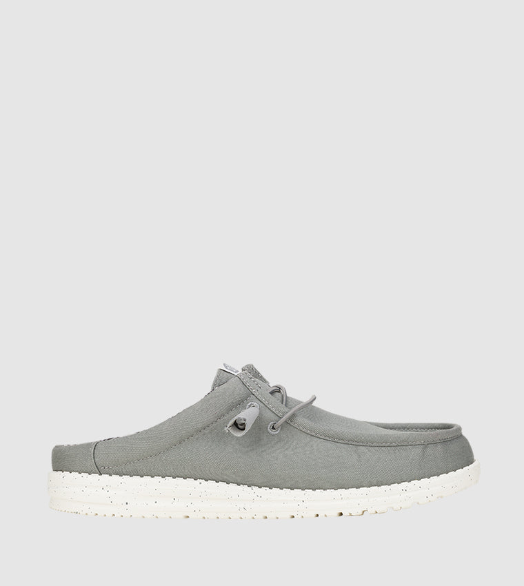 HEY DUDE WALLY Stretch Canvas Mule Shoes Grey