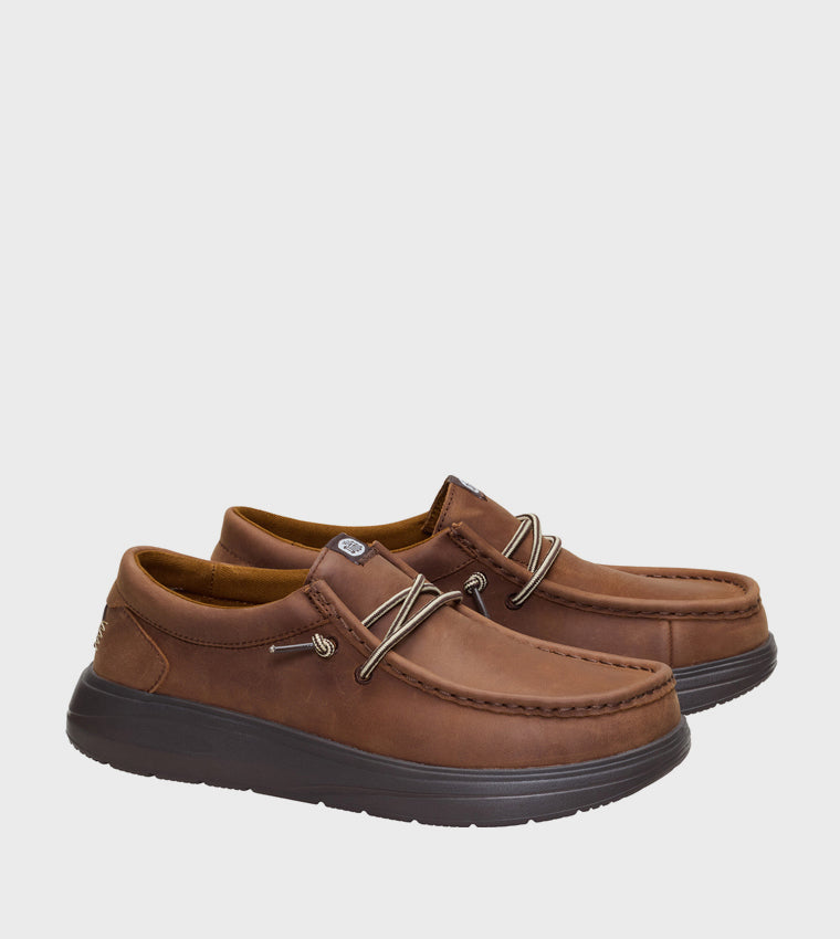 Hey Dude Wally COMF Grain Leather Shoes for Men