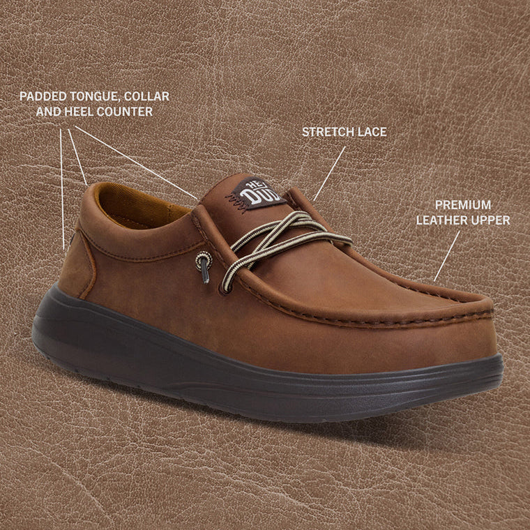 Hey Dude Wally COMF Grain Leather Shoes for Men