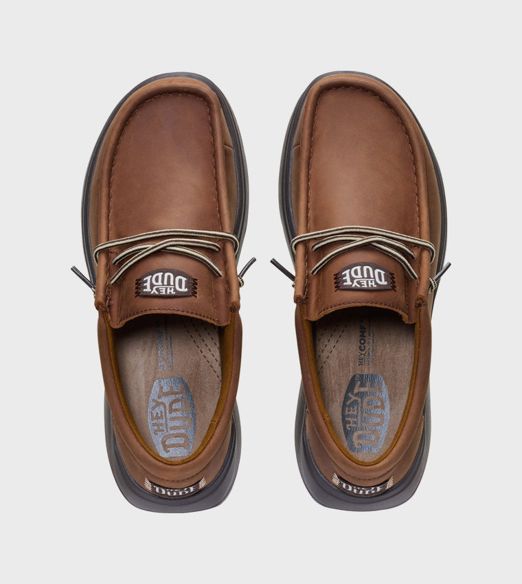 Hey Dude Wally COMF Grain Leather Shoes for Men