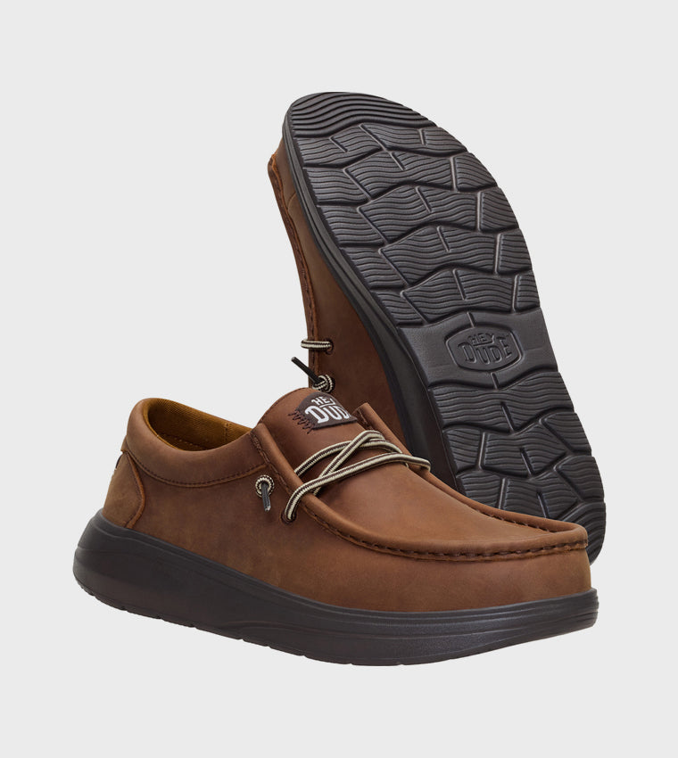 Hey Dude Wally COMF Grain Leather Shoes for Men
