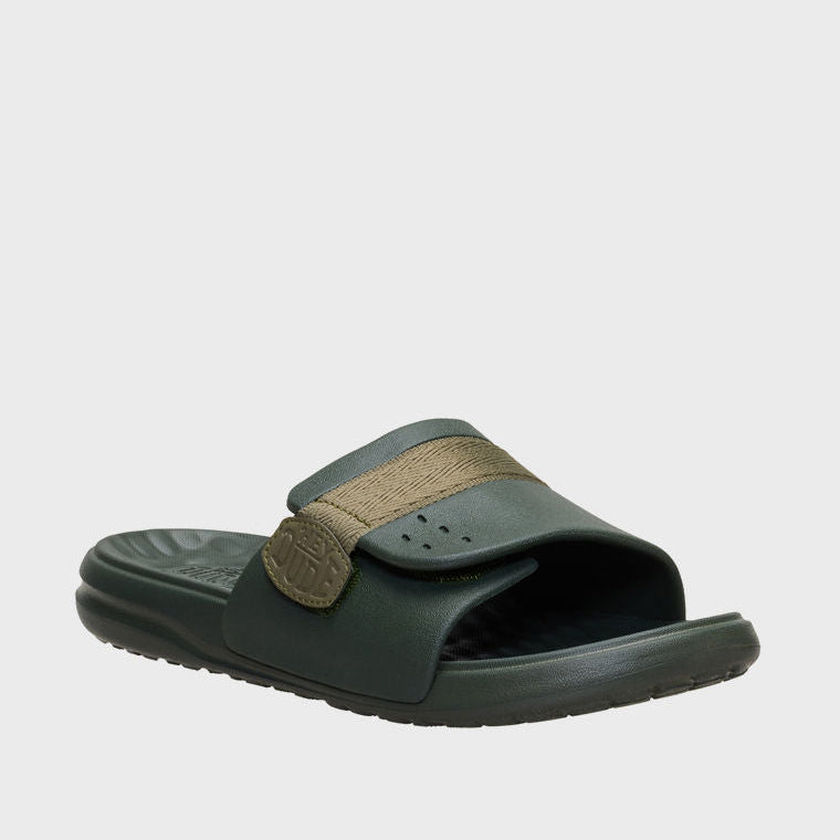 Hey Dude Wave Alt Slides Brown Adjustable Two‑Strap