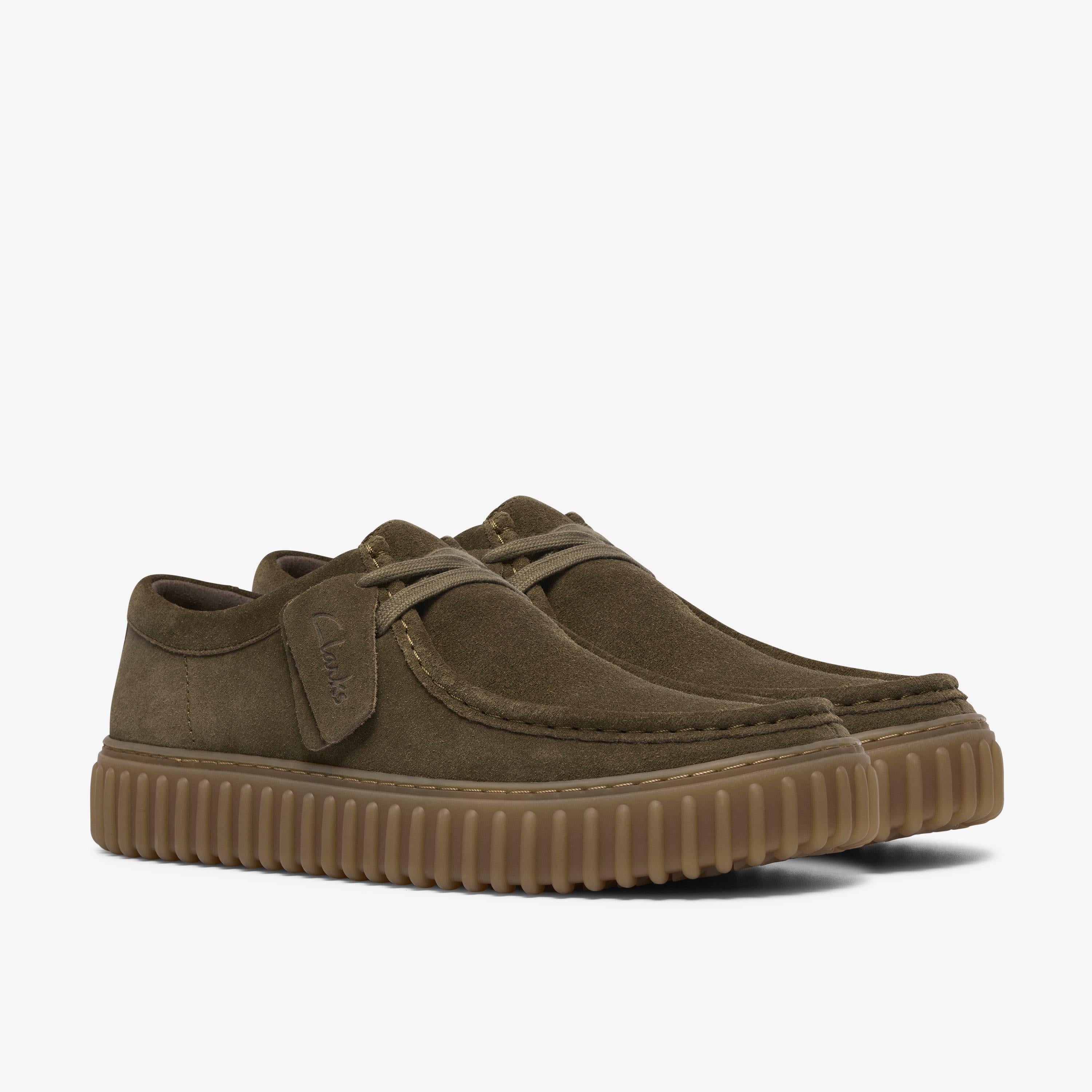 Clarks Torhill Lo Olive Suede Lace Up Casual Shoes