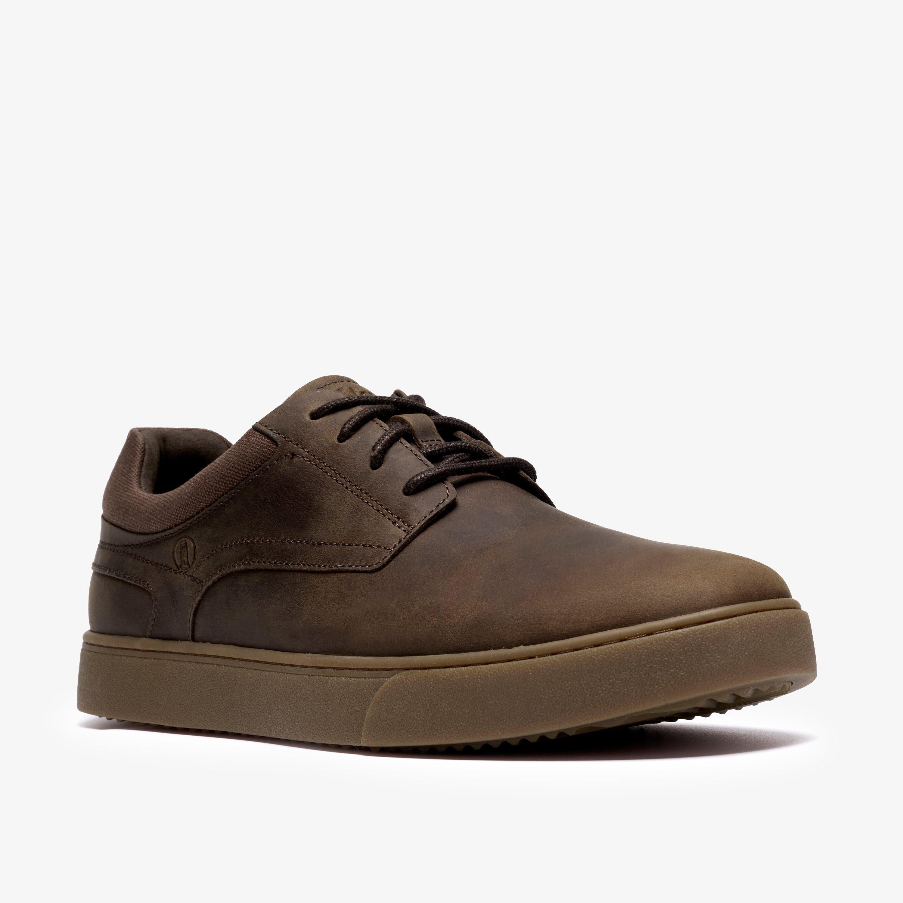 Clarks Lydford Lo Khaki Leather Lace Up Casual Shoes