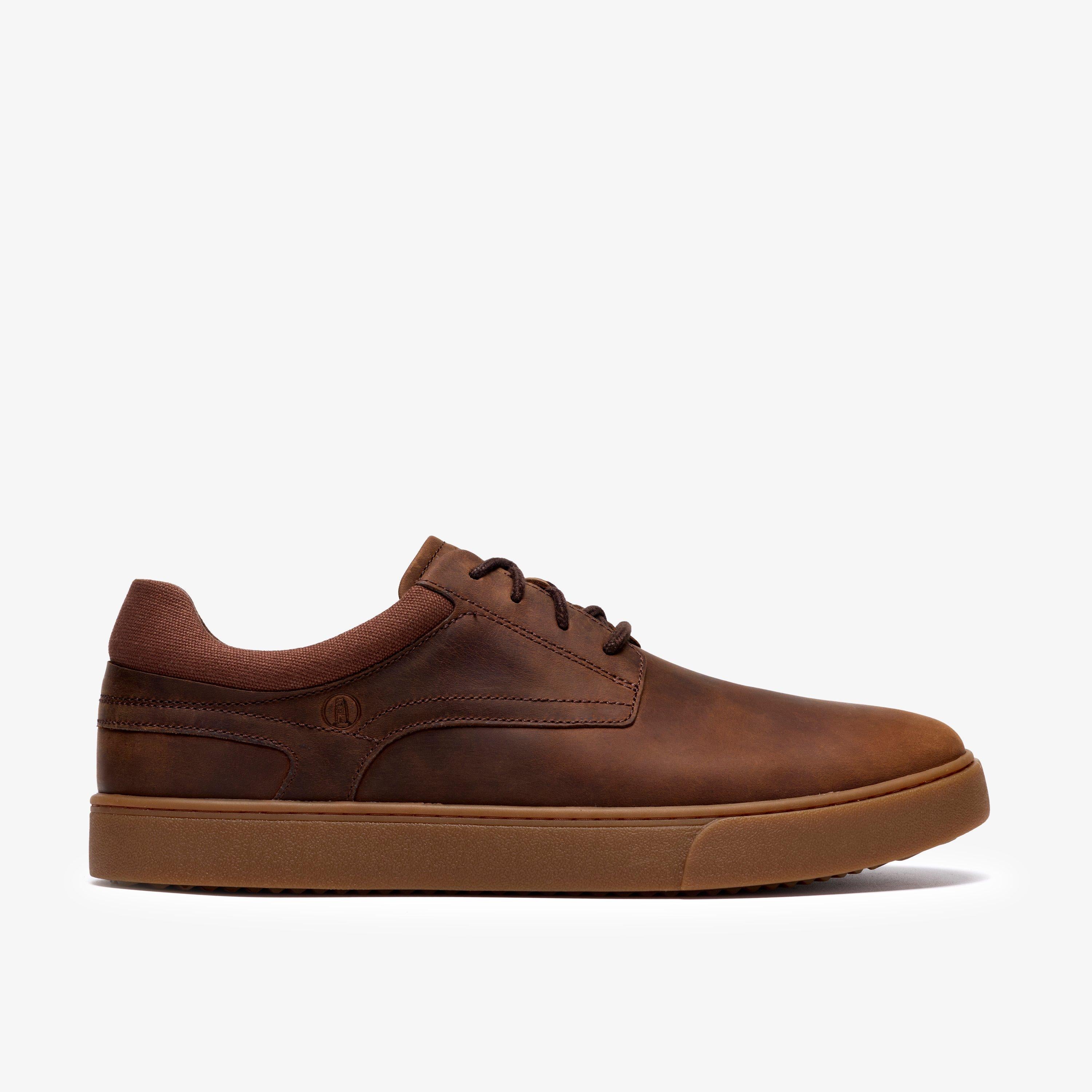 Clarks Lydford Lo Khaki Leather Lace Up Casual Shoes