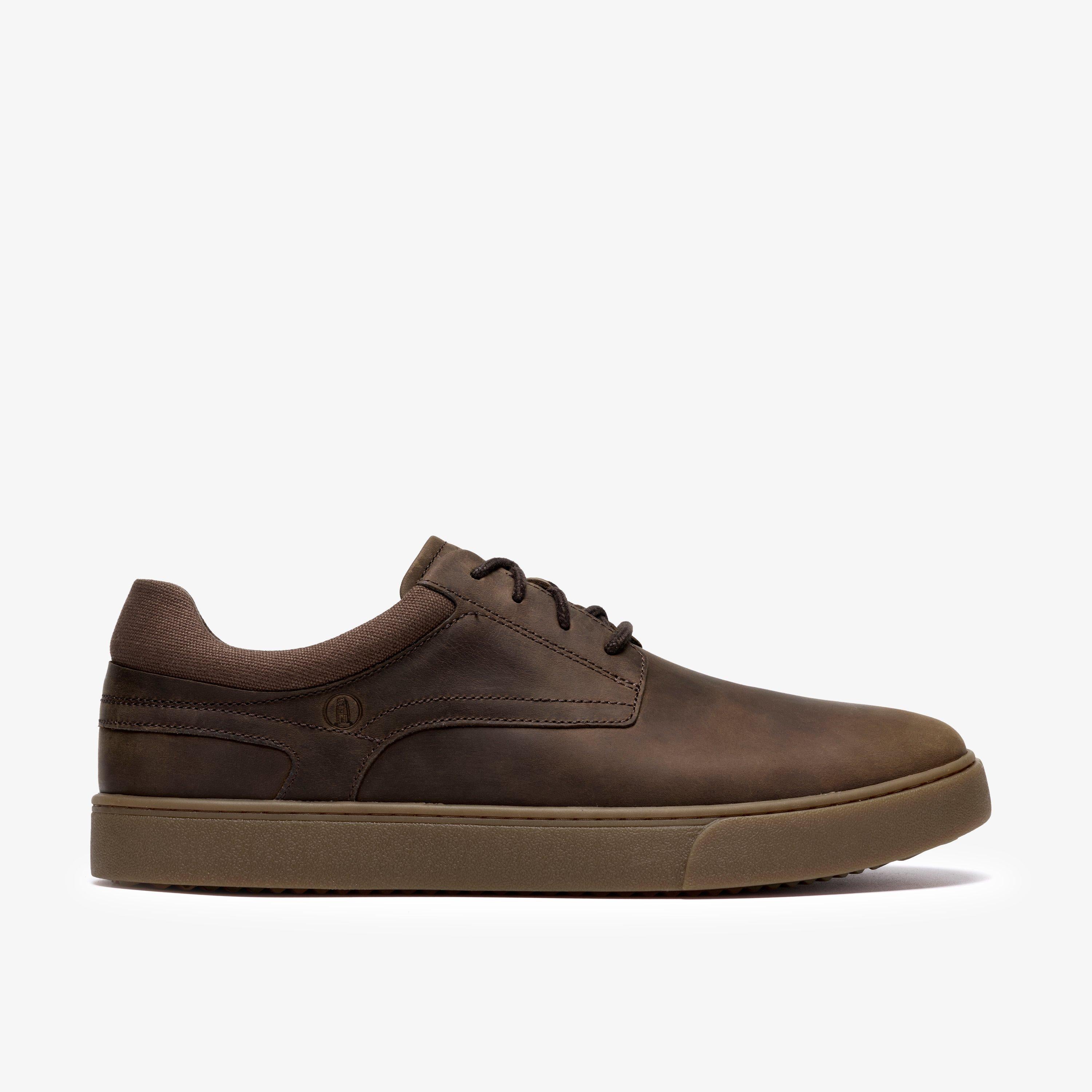 Clarks Lydford Lo Khaki Leather Lace Up Casual Shoes