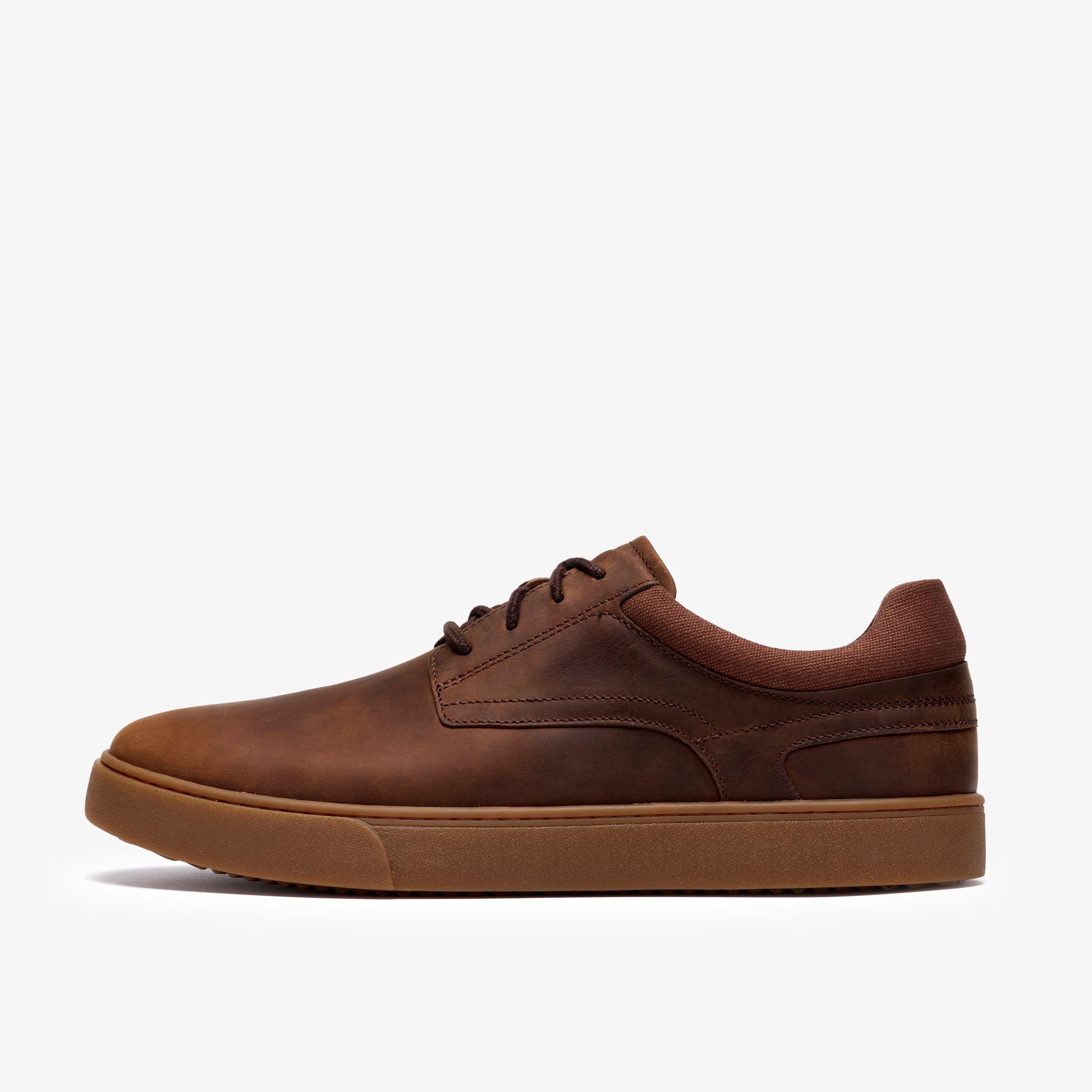 Clarks Lydford Lo Khaki Leather Lace Up Casual Shoes