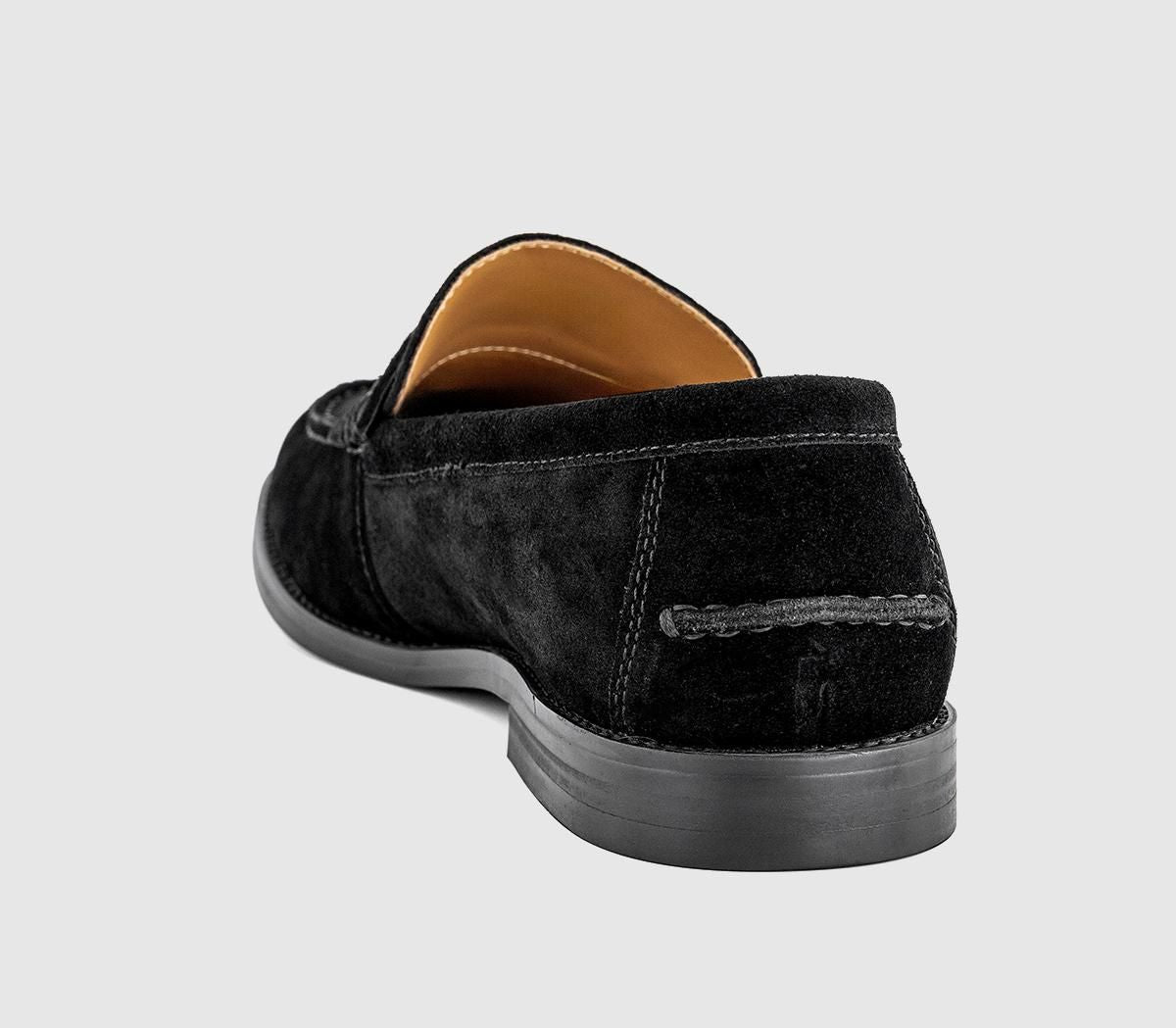OFFICE Marcel Round Toe Men's Penny Loafers Black Suede