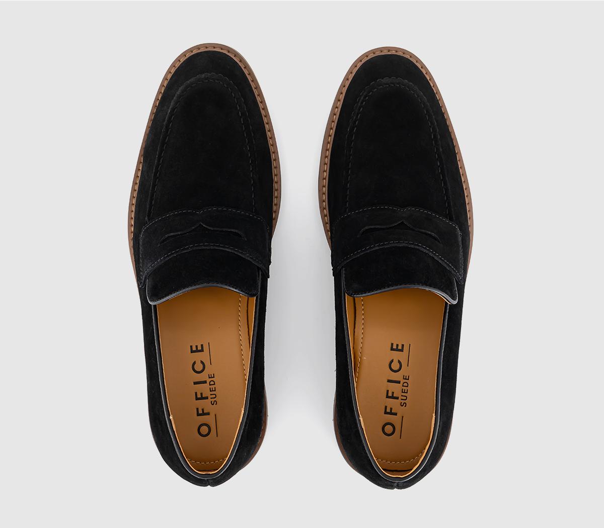 OFFICE Chance Men's Saddle Loafers Black Suede