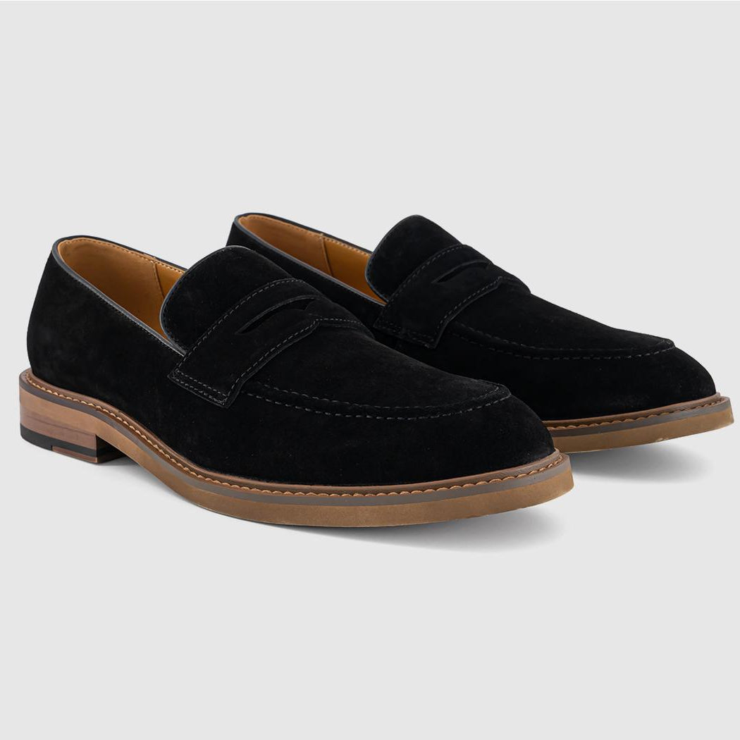 OFFICE Chance Men's Saddle Loafers Black Suede