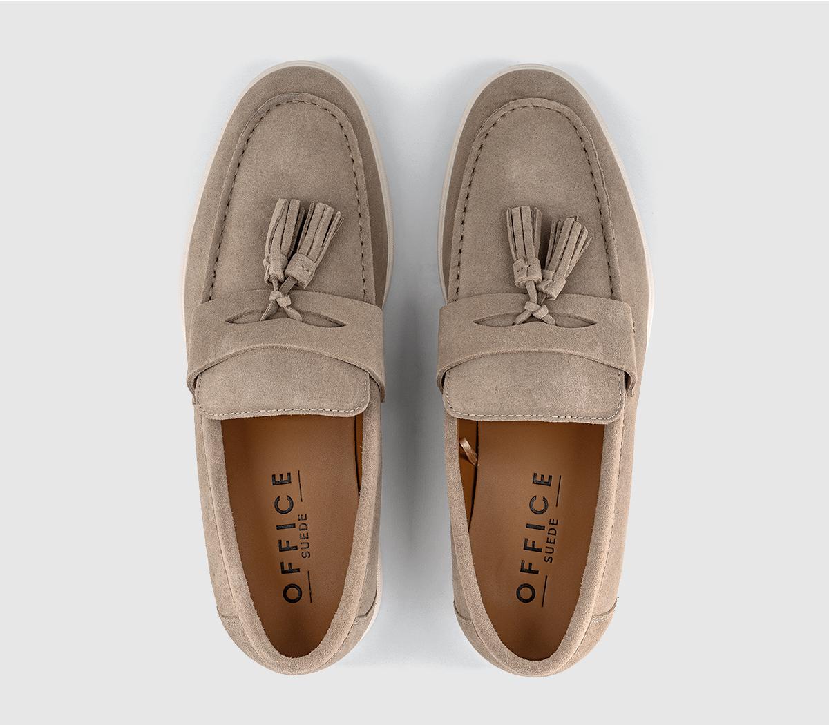 OFFICE Cairo Men's Tassel Loafers Stone Suede