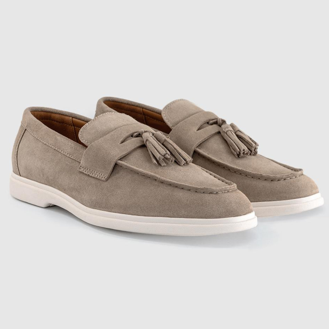 OFFICE Cairo Men's Tassel Loafers Stone Suede