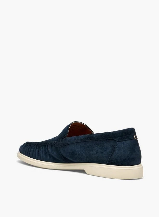 Duchini Men Casual Slip-On Leather Loafers Navy