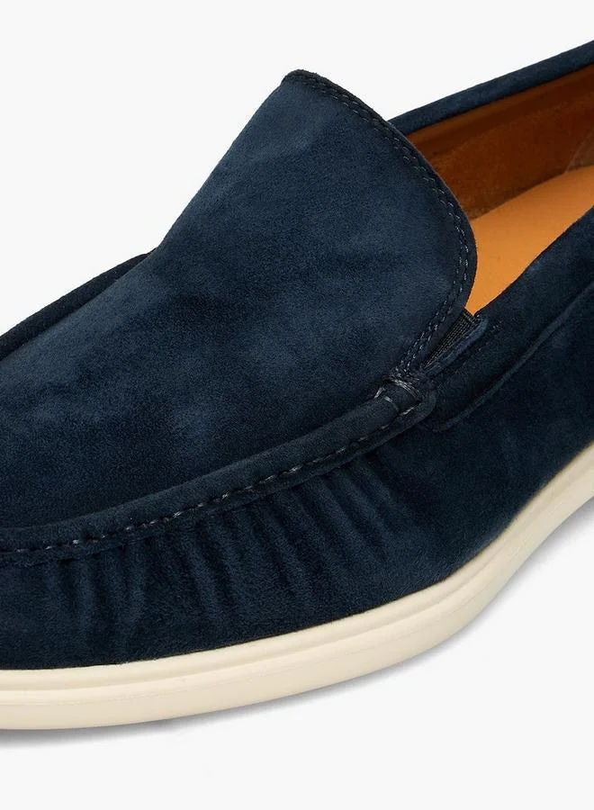 Duchini Men Casual Slip-On Leather Loafers Navy