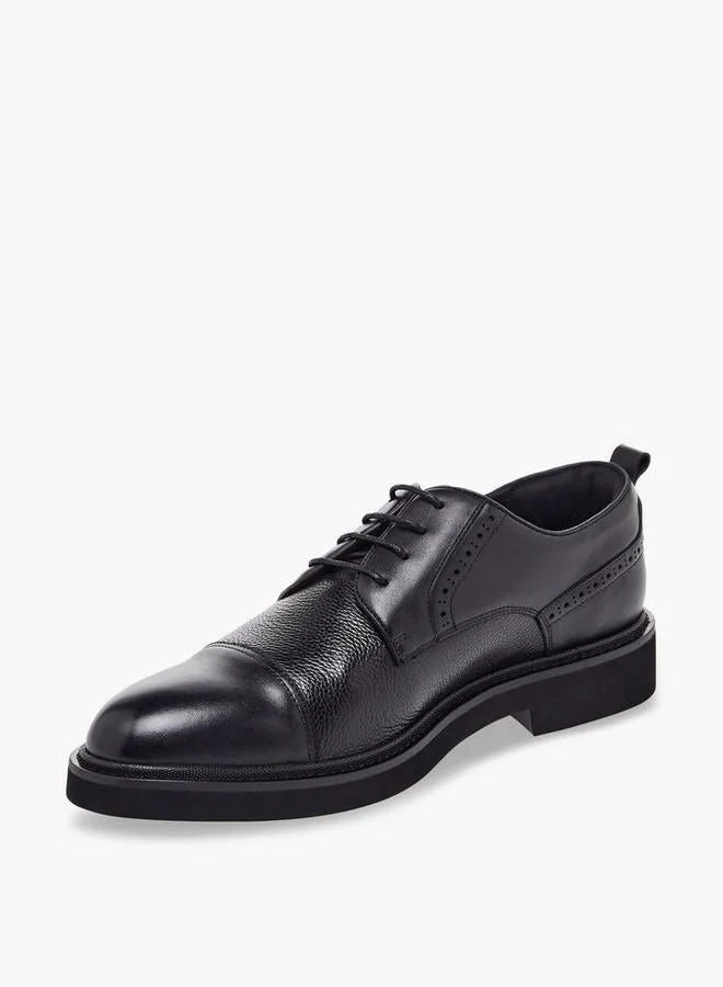 Duchini Men Formal Lace-Up Leather Derby Shoes