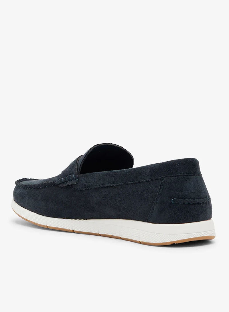 Robert Wood Men Casual Moc-Toe Penny Loafers Navy Hs41021 1