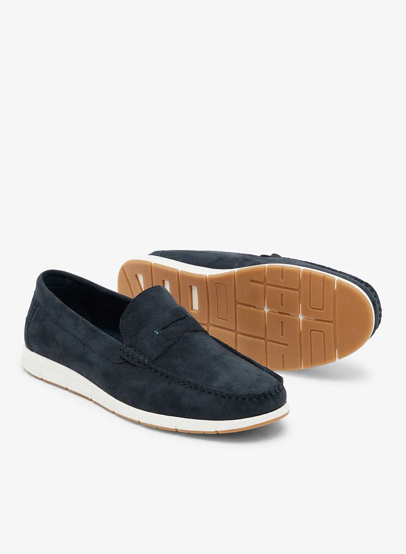 Robert Wood Men Casual Moc-Toe Penny Loafers Navy Hs41021 1