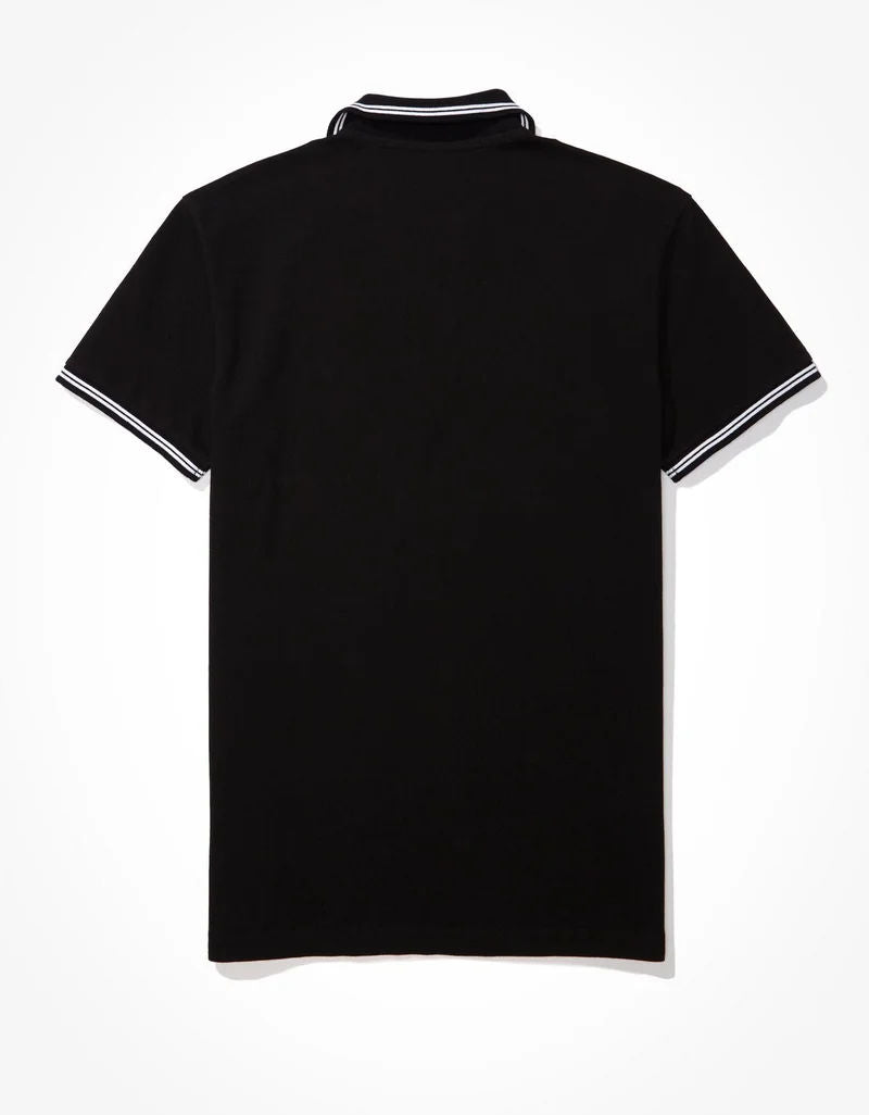 American Eagle AE Pique Polo Shirt Men's Black