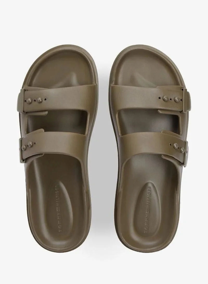 Tommy Hilfiger Willow Green Lightweight Pin Buckle Serrated Pool Slides for Men