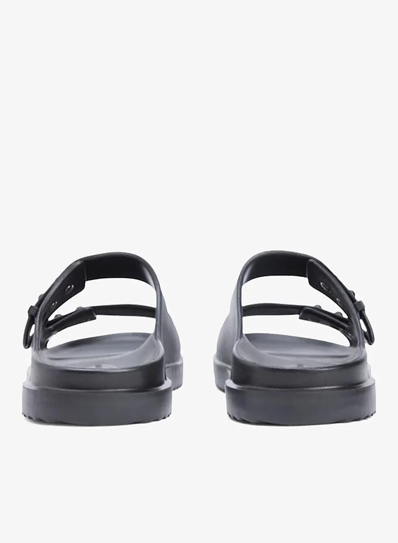 Tommy Hilfiger Black Lightweight Pin Buckle Serrated Pool Slides