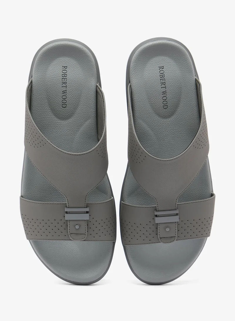 Robert Wood Men Arabic Fashion Slippers Grey C 839