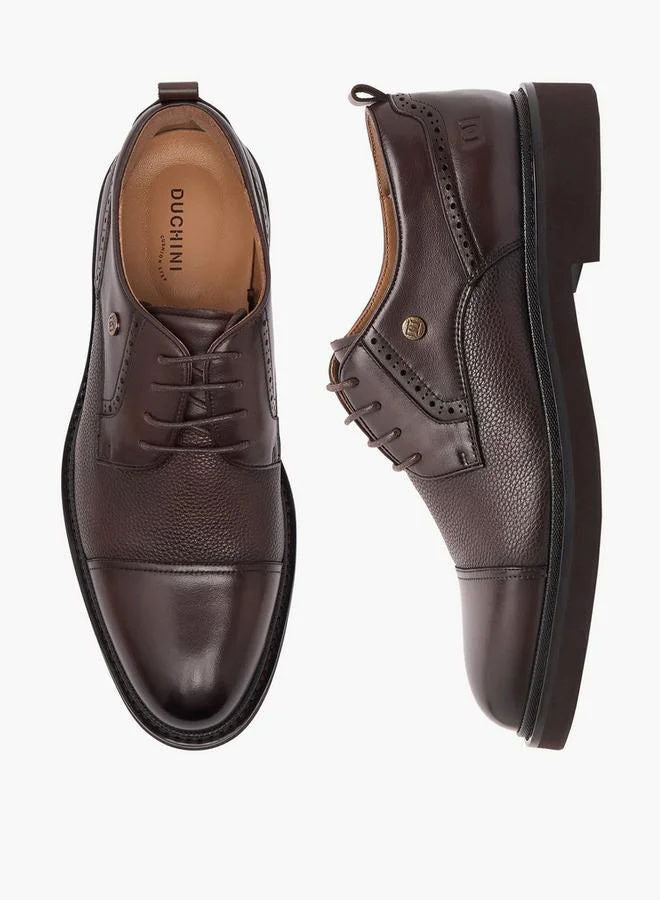 Duchini Men Formal Lace-Up Leather Derby Shoes