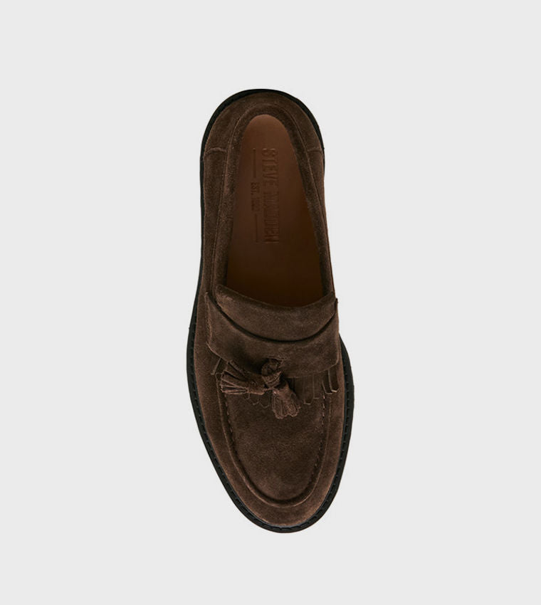 Steve Madden Men Casual DRAEL Round Toe Suede Loafers Brown DRAE01M1-205BROWN-SUEDE