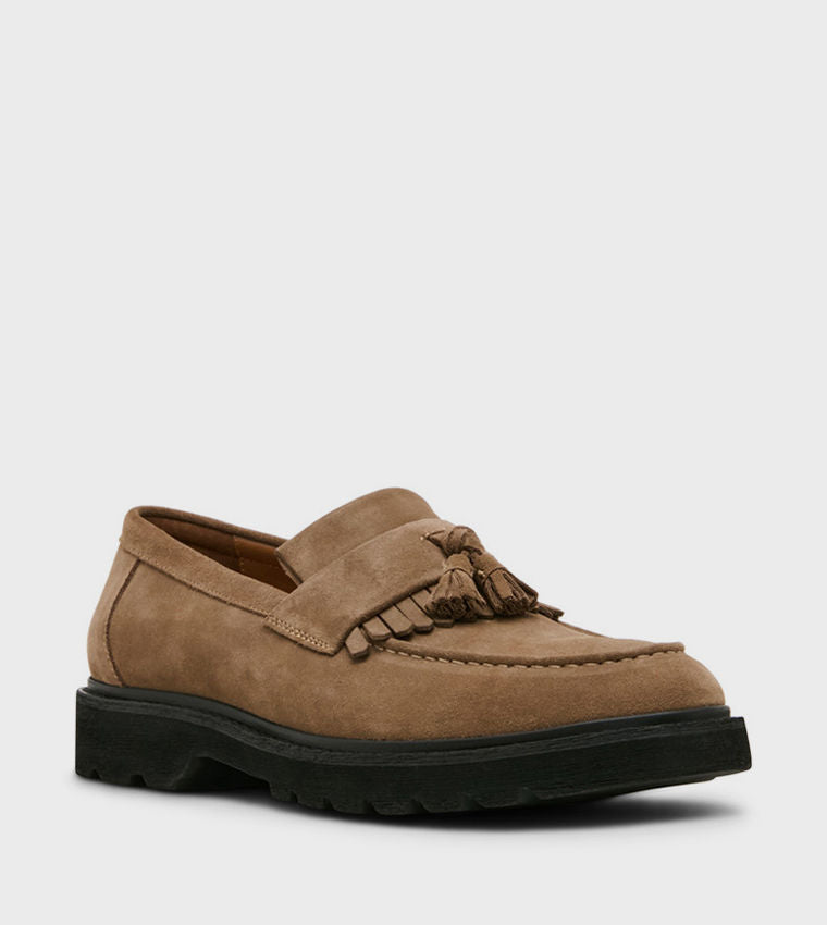 Steve Madden Men Casual DRAEL Round Toe Suede Loafers Taupe DRAE01M1-275TAUPE-SUEDE