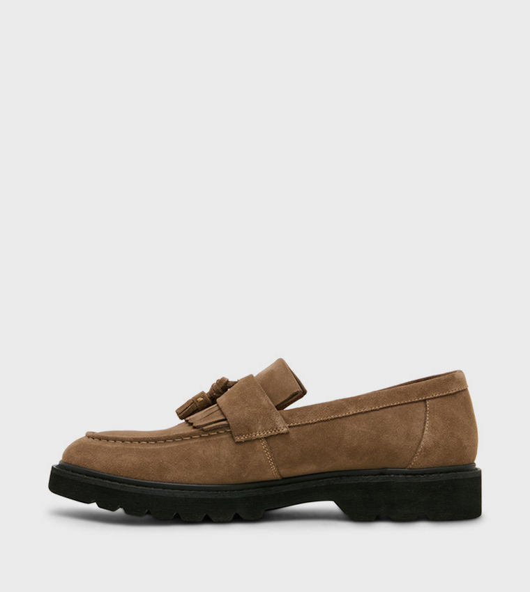 Steve Madden Men Casual DRAEL Round Toe Suede Loafers Taupe DRAE01M1-275TAUPE-SUEDE