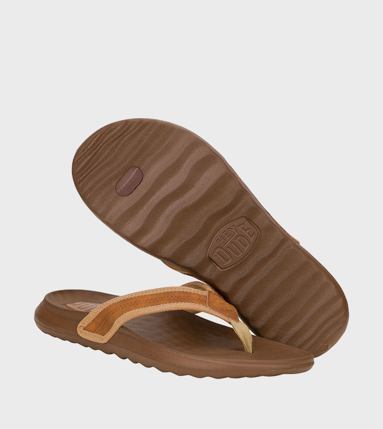 Hey Dude Myers Classic Flip-Flops Faux Leather Orange