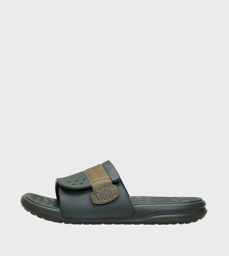 Hey Dude Wave Alt Slides Brown Adjustable Two‑Strap