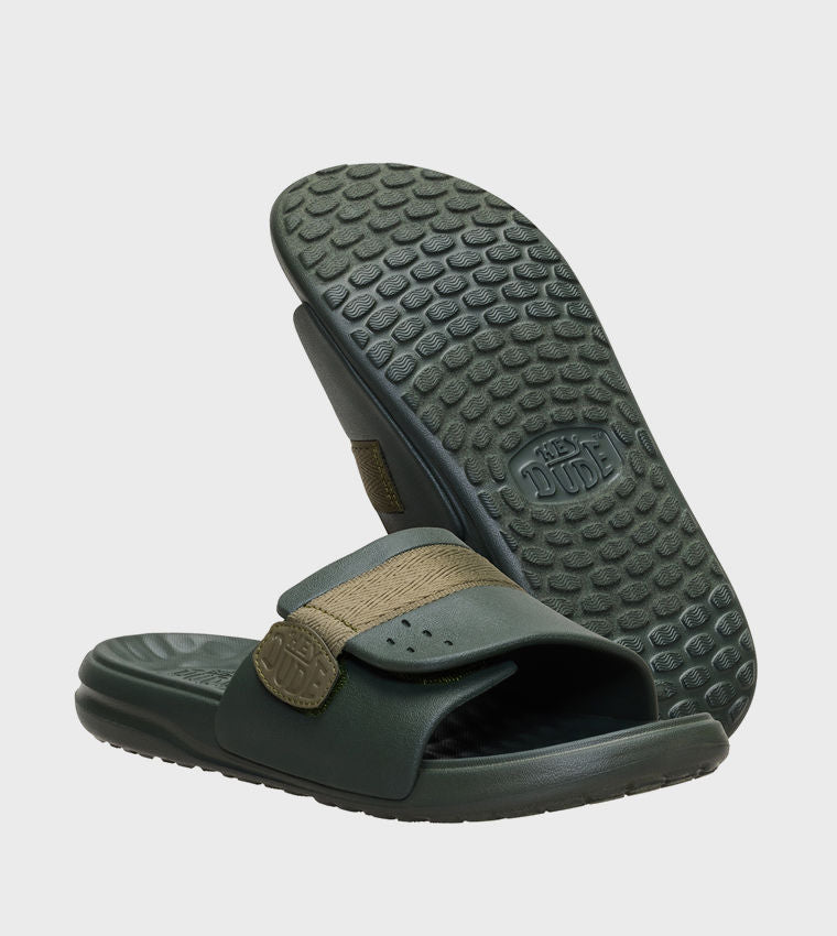 Hey Dude Wave Alt Slides Brown Adjustable Two‑Strap