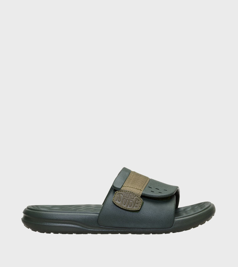 Hey Dude Wave Alt Slides Brown Adjustable Two‑Strap