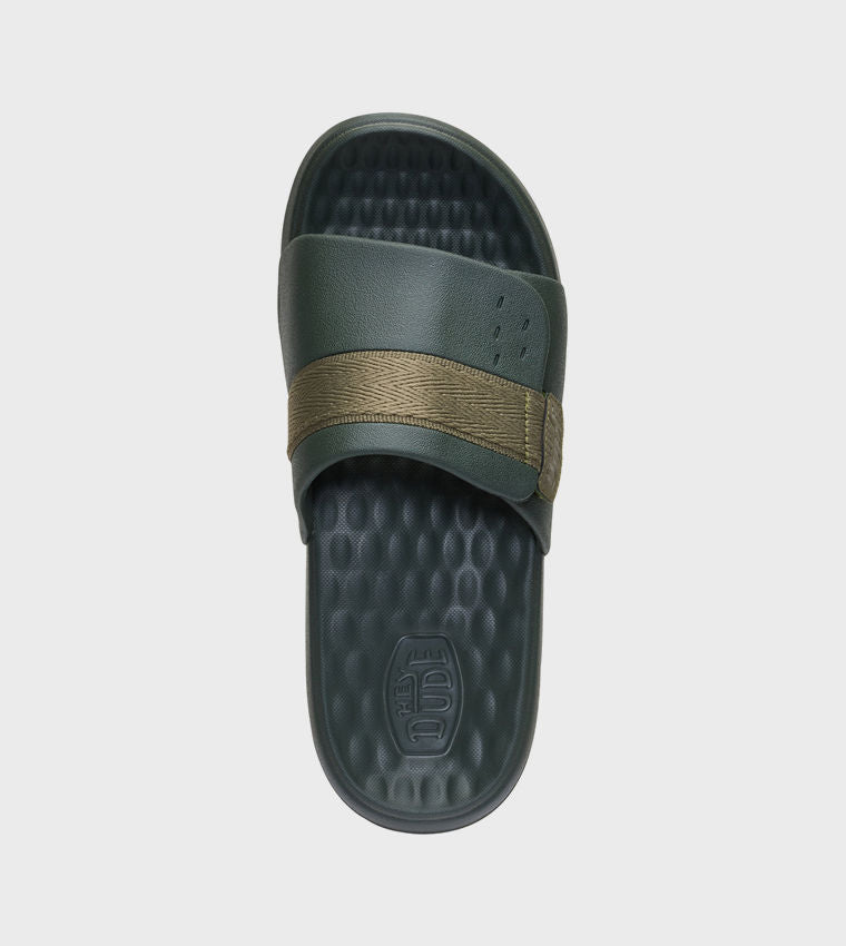 Hey Dude Wave Alt Slides Brown Adjustable Two‑Strap