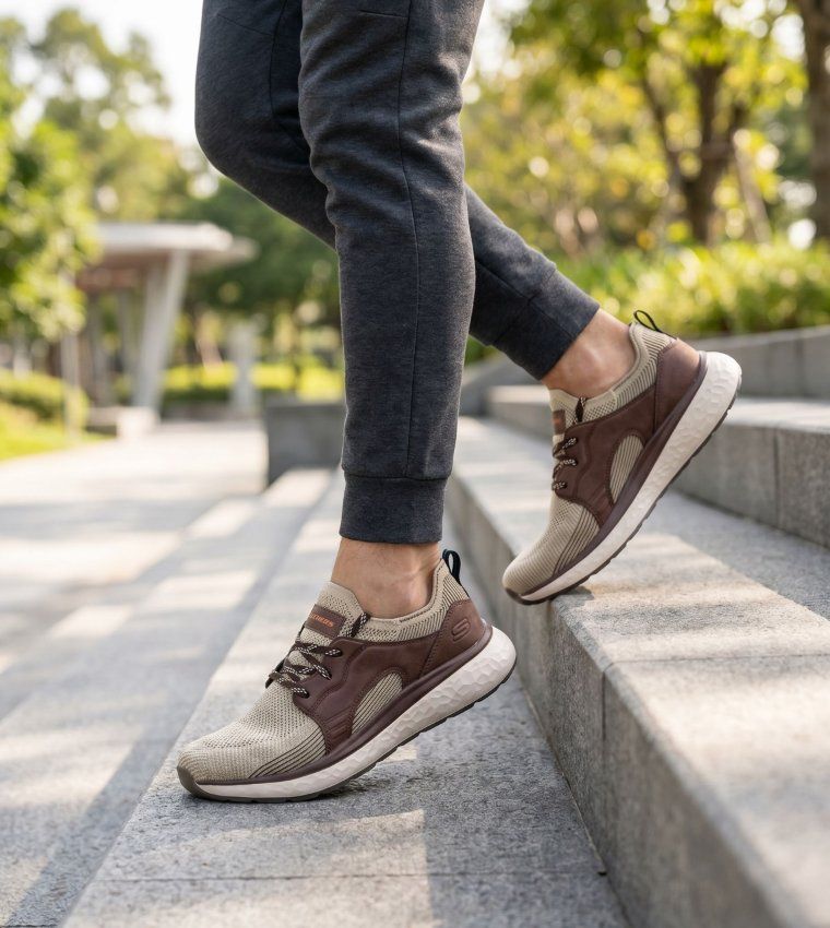 Skechers Men Casual LANCER Color Block Runner Sneakers Brown 210986-TPBR_TAUPE-BROWN