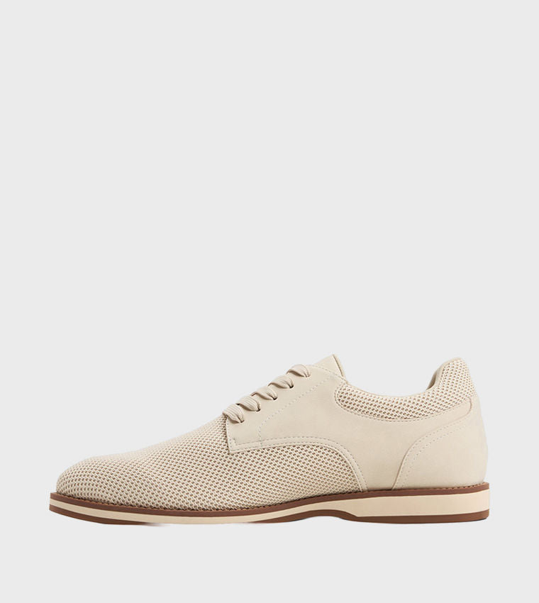 Aldo CCORBY Textured Round Toe Lace Up Shoes Beige